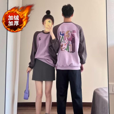 批发华棉复合贝贝绒  <b class='q'>亲子装</b>母女装<b class='q'>韩版</b>长袖宽松插肩洋气加绒加厚卫衣