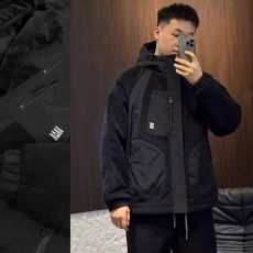 批发2024冬季新款加厚保暖潮牌工装外套男摇粒绒夹克棉衣休闲连帽棉袄