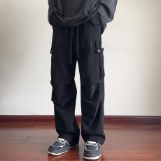 批发灯芯绒工装裤男士春秋季宽松直筒裤子潮流百搭阔腿运动休闲裤长裤