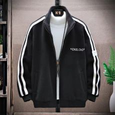 批发2024年秋冬季澳粒绒男士青年立领夹克短款外套新款加厚时尚男装