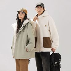 批发加厚棉服女冬季羊羔绒双面穿设计感港风复古宽松百搭情侣棉袄外套