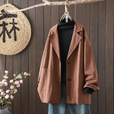 批发秋季新款复古日系文艺宽松显瘦高级感休闲西服外套百搭韩版风衣