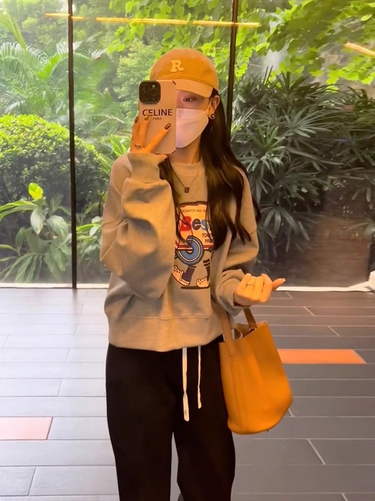 PF27627#卫衣女秋冬今年流行新款宽松韩版小个子短款美式慵懒圆领外套女裝貨源服裝批發