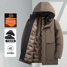 批发秋冬季新款男士羽绒棉服外套男连帽父亲爸爸装加厚保暖棉衣棉袄