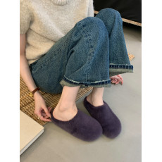 批发毛毛拖鞋女外穿2025秋冬新款室内保暖棉拖白色一脚蹬懒人鞋