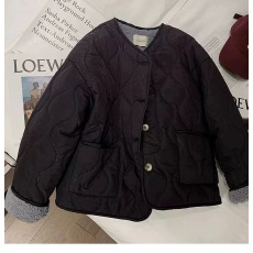 批发粉色菱格羊羔毛棉衣棉服女秋冬季2025年新款加厚保暖夹棉加绒外套