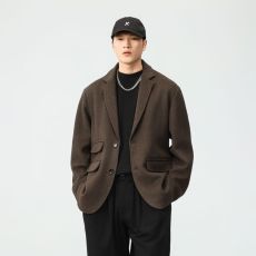 批发实拍<b class='q'>秋</b>冬新款高级感韩版痞帅小西装外套男潮牌宽松百搭绵羊毛西服