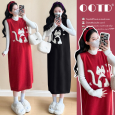 批发实拍~2025<b class='q'>冬</b>新款韩版时尚减龄显瘦发财猫厚马甲裙+打底衫套装