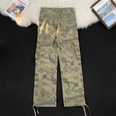 批发美式水洗迷彩大口袋牛仔裤男女小众高街嘻哈直筒阔腿工装裤