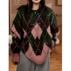 2024新款圣诞毛衣男秋冬潮牌美拉德美式复古宽松圆领针织衫女