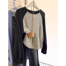 批发特价扎染+1X1德绒280克欧货德绒甜美减龄插肩长袖<b class='q'>t</b><b class='q'>恤</b>女