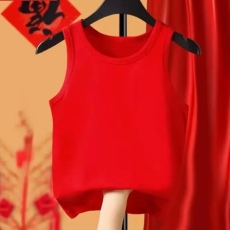 批发儿童红色背心本命年男女童新年宝宝过年喜庆衣服光版纯色无印花