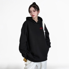 批发男女连帽卫衣秋冬新款爆款藏蓝色加绒加厚外套休闲显瘦上衣帽衫