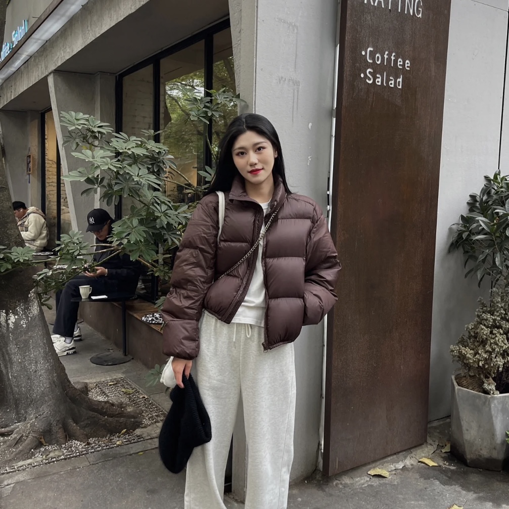 肯豆风小个子面包服 90白鸭绒 加厚短款羽绒服女