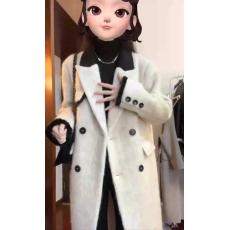 批发赫本风毛呢外套2024小个子秋冬季韩系高级感中长款气质显瘦呢大衣