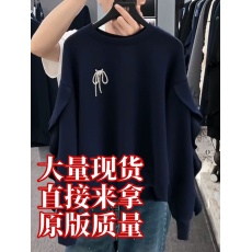 批发设计感小众优雅花袖拼接蝴蝶结显瘦宽松休闲百搭减龄卫衣