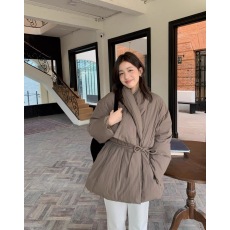 批发韩系浴袍式系带羽绒服女冬2025新款设计感围脖90白鸭绒外套