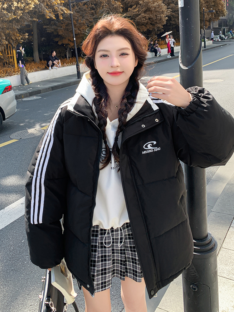 실사 아메리칸 다운 코트 면 의류 여성 겨울 새로운 패딩 재킷 커플 두꺼운 oversize 목화 진딧물 재킷