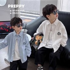 官图#纯棉斜纹#男童衬衫春秋英伦风儿童长袖上衣帅气休闲简约衬衣