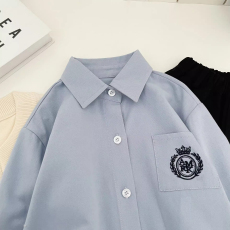 批发官图#纯棉斜纹#男童衬衫春秋英伦风儿童长袖上衣帅气休闲简约衬衣