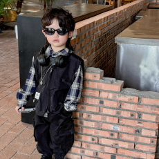 批发官图#65%棉#儿童<b class='q'>格子衬衫</b><b class='q'>男童</b>衬衣<b class='q'>春秋</b>季薄款男宝宝秋装长袖中童