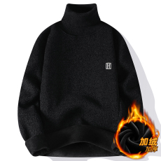 批发圆领卫衣高领新款加绒加厚套头休闲宽松内搭<b class='q'>欧美</b><b class='q'>简约</b>潮流男士上衣