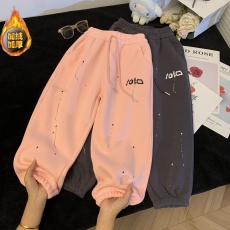 批发2024新款女童裤子加绒加厚卫裤一体绒秋冬款保暖运动裤洋气休闲裤