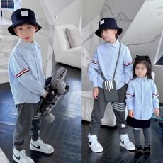 官图#纯棉斜纹#简约学院儿童衬衫春男女童白衬衫日系洋气条纹衬衣