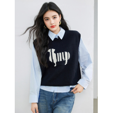 批发实拍◆有◆2026春针织背心秋季卡通2025新款软糯绵羊绒两件套上衣