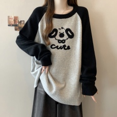 批发实拍~胖MM大码插肩袖提花毛衣女宽松显瘦针织衫上衣