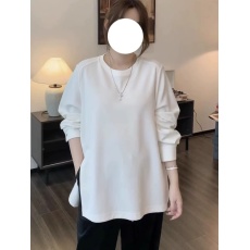 批发微胖大码女装胖mm扣子开叉卫衣T恤女春款正肩宽松休闲长袖上衣潮