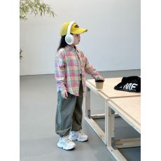 批发官图#棉柔软宝宝格子长袖衬衫女童秋装翻领洋气衬衣外套条纹上衣