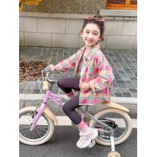 批发官图#棉柔软宝宝格子长袖衬衫女童秋装翻领洋气衬衣外套条纹上衣