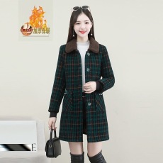 批发秋冬洋气<b class='q'>时尚</b>新款加绒加厚中长款外套女装气质高档显瘦大气<b class='q'>妈妈装</b>