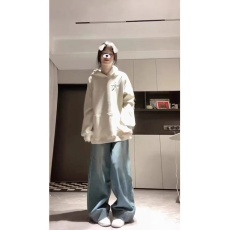 批发美式复古闪电字母连帽套头<b class='q'>卫衣</b>女秋冬季加绒小个子oversize外套潮