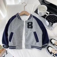 批发官图CVC华棉复合牛奶丝#<b class='q'>男童</b>棒<b class='q'>球</b>服薄款春季撞色立领<b class='q'>夹克</b>纯色外套