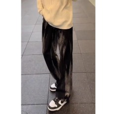 批发水洗扎染牛仔裤男潮流痞帅修身显瘦微喇裤美式直筒弯刀裤