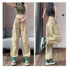 批发已出货 外贸爆款工装裤女春季薄款高腰束脚阔腿<b class='q'>哈伦</b>运动速干裤子