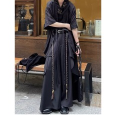 批发休闲慵懒潮简约新中式裤子山本风武士马面裙裤新款日系青少年春季