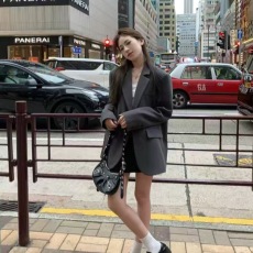 批发Hhyi版型chao正灰色西装外套女<b class='q'>春</b>秋高级感百搭气休闲西服