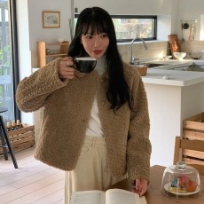 批发chic 韩版冬季时尚减龄<b class='q'>翻领</b>单排扣羊羔毛皮毛一体短款夹克外套