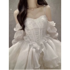 批发高端轻奢生日小礼裙小众<b class='q'>拖</b><b class='q'>尾</b>抹胸公主蓬蓬裙法式超仙女气质连衣裙