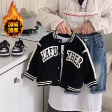 批发官图CVC华棉复合真跳#春秋帅气黑色棒球服男童外套中童秋装外衣