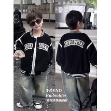 批发官图CVC华棉复合真跳*秋冬帅气黑色棒球服男童外套中童秋装外衣