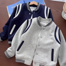 批发官图CVC华棉复合真跳*秋冬帅气黑色棒球服男童外套中童秋装外衣