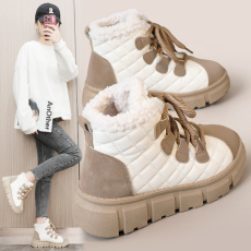 批发<b class='q'>冬</b>季加厚雪地靴女新款加绒保暖厚底时尚防滑短靴百搭学生运动棉鞋
