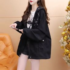 批发官图 拉链风衣外套2026年<b class='q'>春</b>秋新款上衣开衫连帽外套女特价