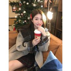 批发实拍实价 韩系格子羊毛双面呢<b class='q'>大</b>衣两穿小个子中长<b class='q'>外套</b><b class='q'>女</b>