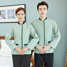 批发酒店保洁工作服男女上衣秋季新款餐饮茶楼服务员制服长袖职业工衣