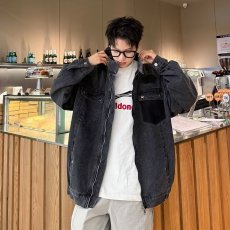 批发2024潮男日系复古做旧牛仔夹克男女潮牌街头宽松休闲百搭情侣外套